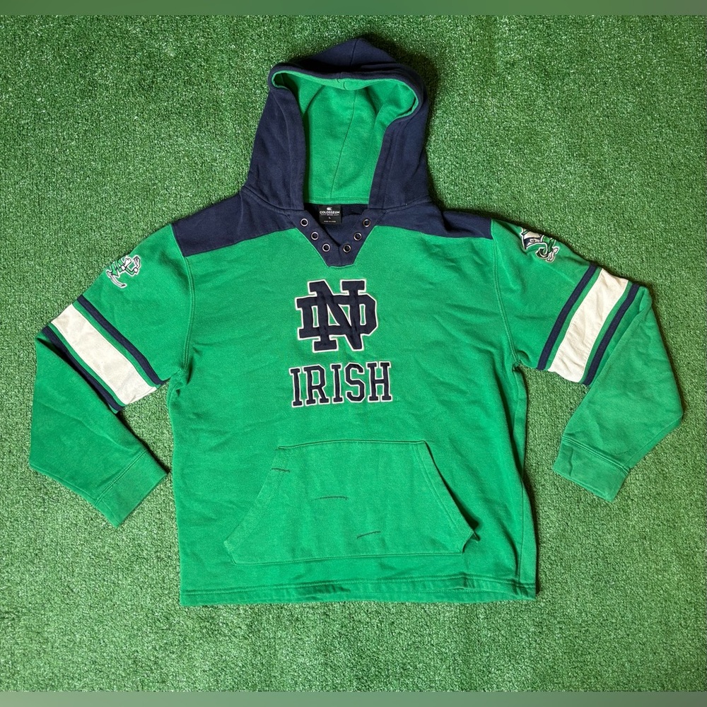 Colosseum Sports Notre Dame Fighting Irish Hockey Style Lace-Up Pullover Size L